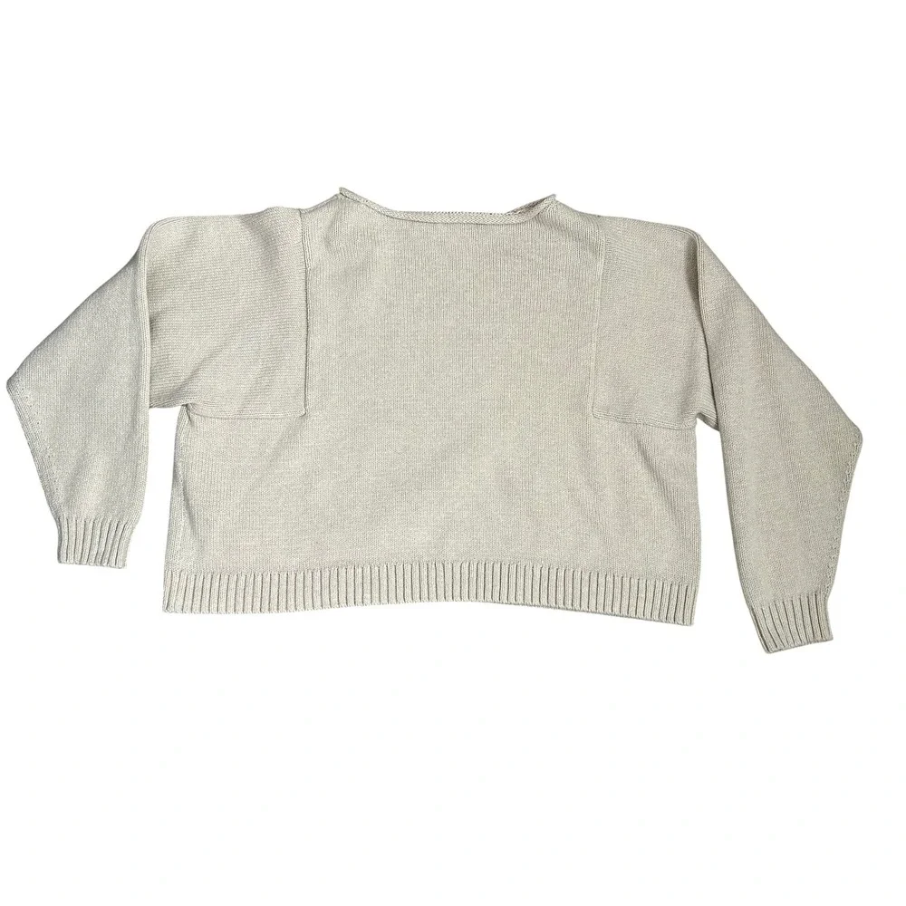 Madewell Womens Cotton Boxy Pullover Sweater Beige Cream Beachy Coastal Medium